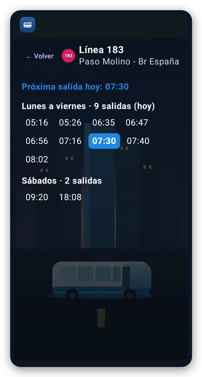 Horarios por línea